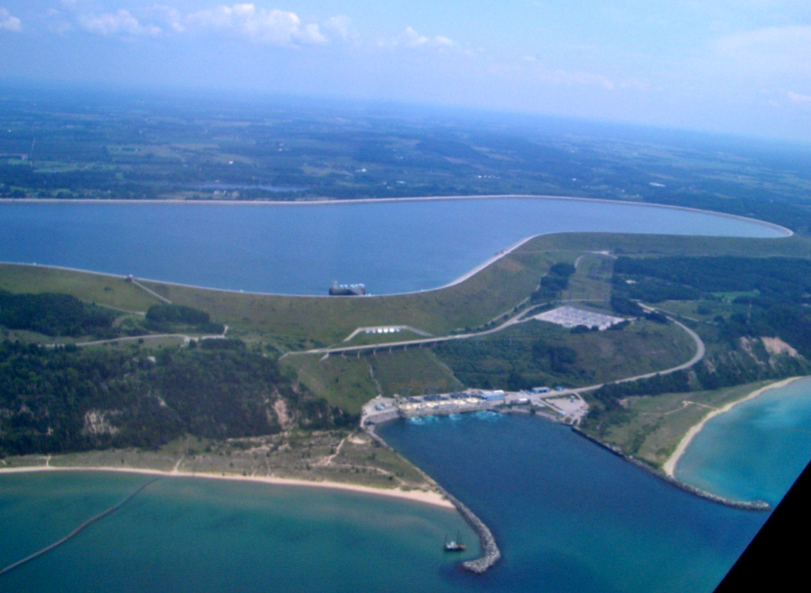Pumped Hydro Dam from above in Michigan. 