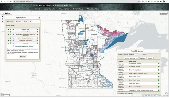 Minnesota Natural Resource Atlas screen capture