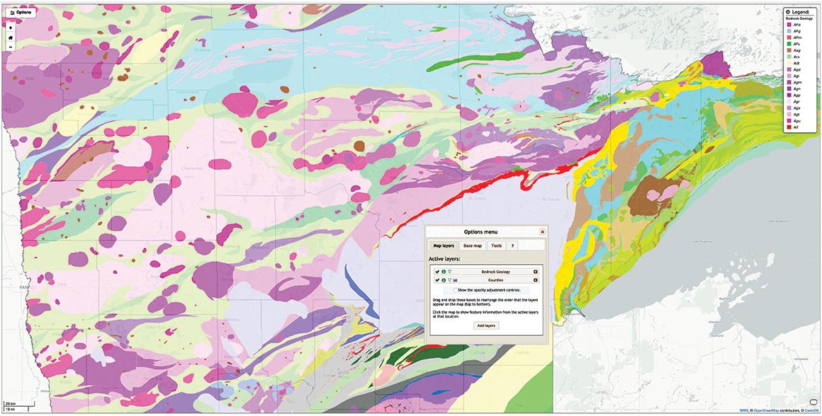 Minnesota Natural Resource Atlas screen capture showing geological map of Minnesota