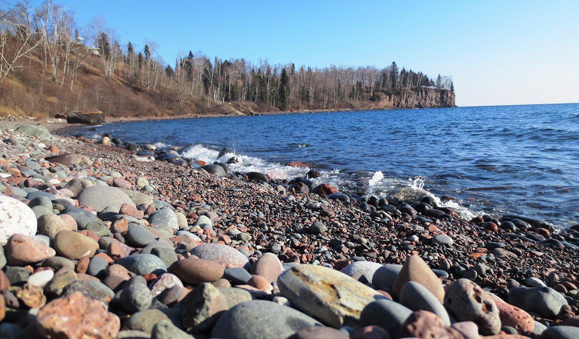 The shoreline of Lake Superior in autumn.